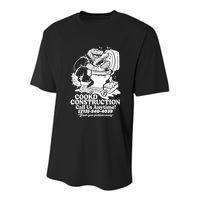 Cookd Construction Call Us Anytime 213 340 4039 Flush Your Problems Away Youth Performance Sprint T-Shirt