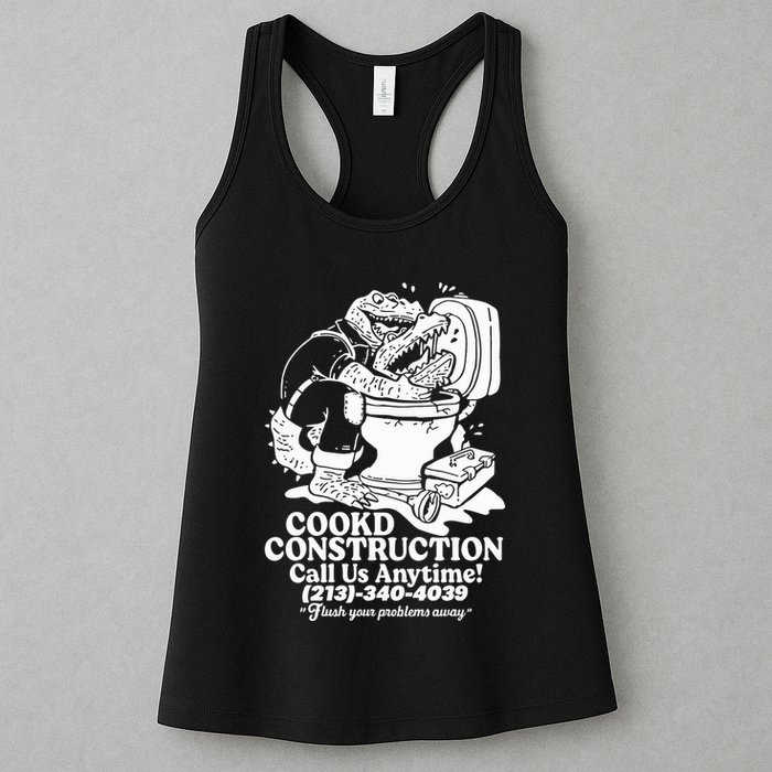 Cookd Construction Call Us Anytime 213 340 4039 Flush Your Problems Away Womens Tank Top