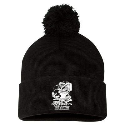 Cookd Construction Call Us Anytime 213 340 4039 Flush Your Problems Away Pom Pom 12in Knit Beanie