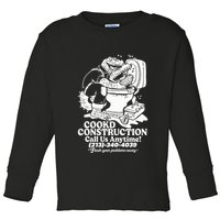 Cookd Construction Call Us Anytime 213 340 4039 Flush Your Problems Away Toddler Long Sleeve Shirt