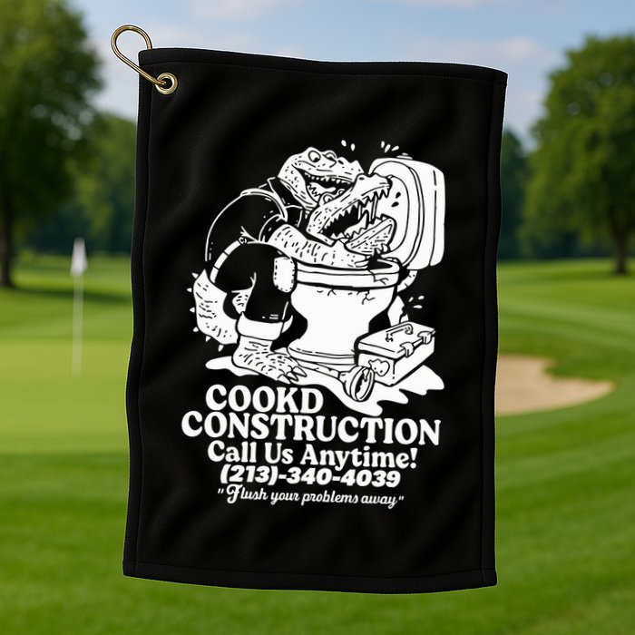 Cookd Construction Call Us Anytime 213 340 4039 Flush Your Problems Away Golf Towel