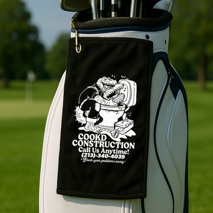 Cookd Construction Call Us Anytime 213 340 4039 Flush Your Problems Away Golf Towel