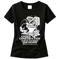 Cookd Construction Call Us Anytime 213 340 4039 Flush Your Problems Away Womens T-Shirt