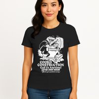 Cookd Construction Call Us Anytime 213 340 4039 Flush Your Problems Away Womens T-Shirt