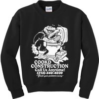 Cookd Construction Call Us Anytime 213 340 4039 Flush Your Problems Away Kids Sweatshirt