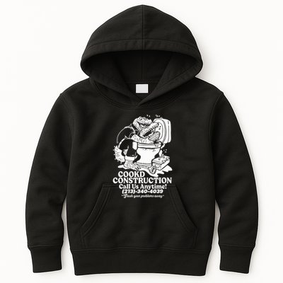 Cookd Construction Call Us Anytime 213 340 4039 Flush Your Problems Away Kids Hoodie