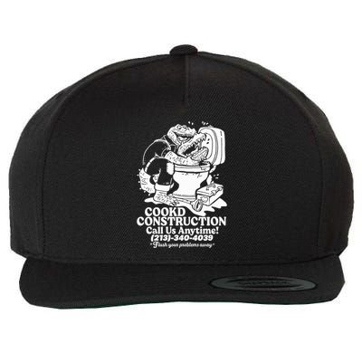 Cookd Construction Call Us Anytime 213 340 4039 Flush Your Problems Away Wool Snapback Cap
