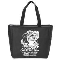 Cookd Construction Call Us Anytime 213 340 4039 Flush Your Problems Away Zip Tote Bag