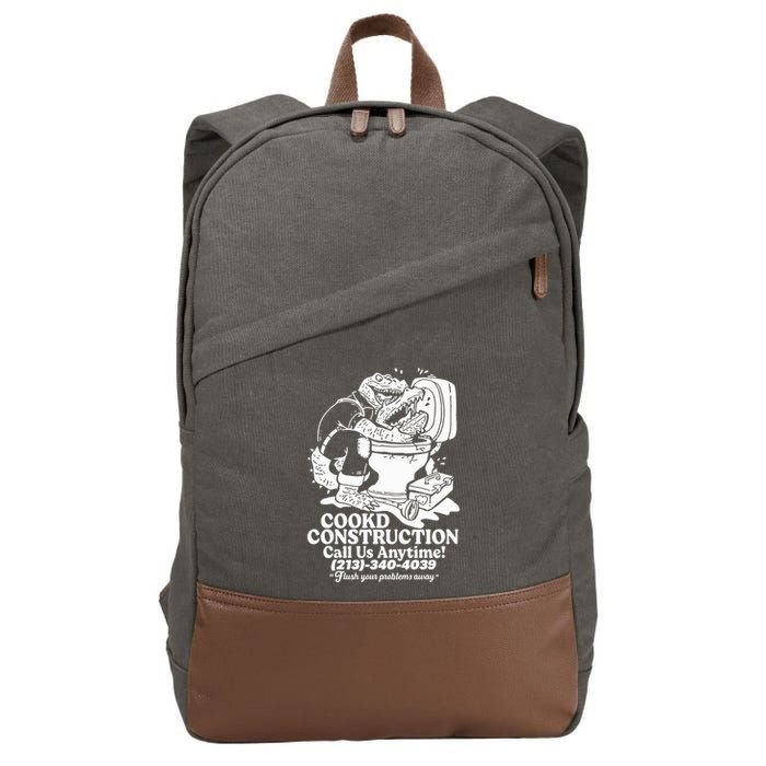 Cookd Construction Call Us Anytime 213 340 4039 Flush Your Problems Away Cotton Canvas Backpack