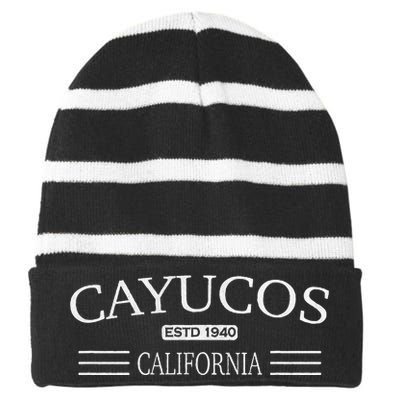 Cayucos California Striped Beanie with Solid Band