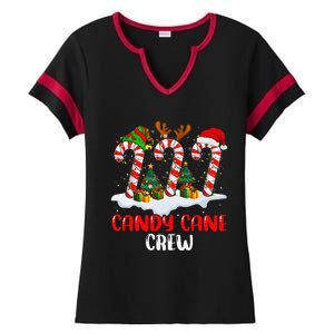 Candy Cane Crew Christmas Funny Family Matching Pajamas Ladies Halftime Notch Neck Tee