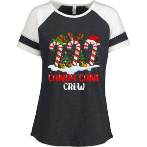 Candy Cane Crew Christmas Funny Family Matching Pajamas Enza Ladies Jersey Colorblock Tee