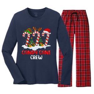 Candy Cane Crew Christmas Funny Family Matching Pajamas Women's Long Sleeve Flannel Pajama Set 