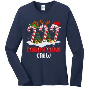 Candy Cane Crew Christmas Funny Family Matching Pajamas Ladies Long Sleeve Shirt