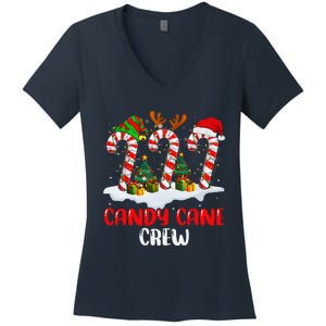 Candy Cane Crew Christmas Funny Family Matching Pajamas Women's V-Neck T-Shirt