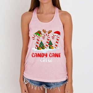 Candy Cane Crew Christmas Funny Family Matching Pajamas Women's Knotted Racerback Tank