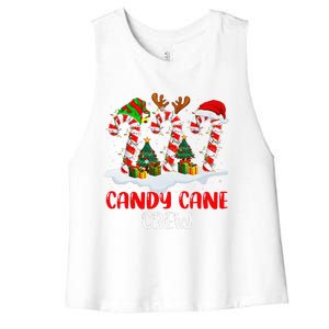 Candy Cane Crew Christmas Funny Family Matching Pajamas Women's Racerback Cropped Tank