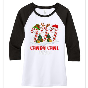 Candy Cane Crew Christmas Funny Family Matching Pajamas Women's Tri-Blend 3/4-Sleeve Raglan Shirt