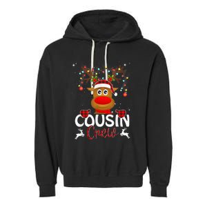 Cousin Crew Christmas Reindeer Santa Hat Matching Pajama Garment-Dyed Fleece Hoodie