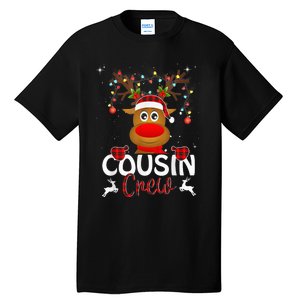 Cousin Crew Christmas Reindeer Santa Hat Matching Pajama Tall T-Shirt