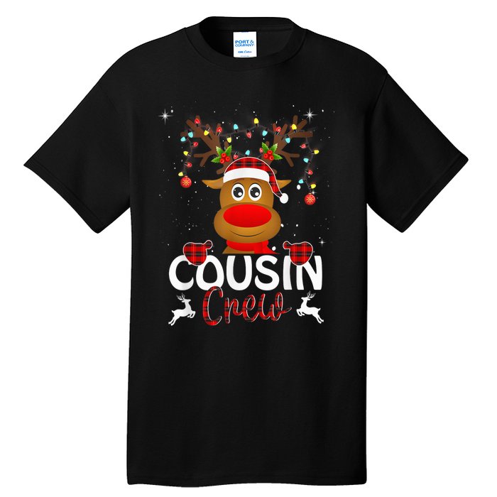 Cousin Crew Christmas Reindeer Santa Hat Matching Pajama Tall T-Shirt