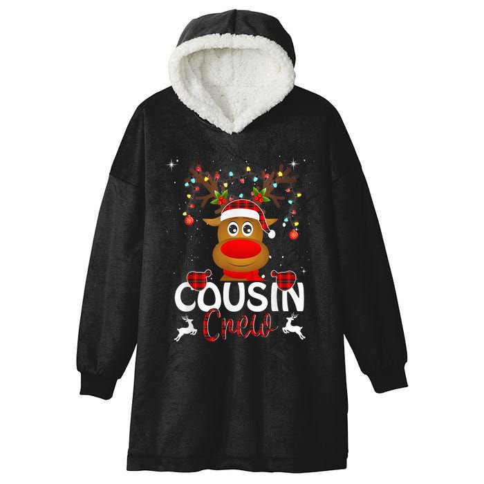 Cousin Crew Christmas Reindeer Santa Hat Matching Pajama Hooded Wearable Blanket