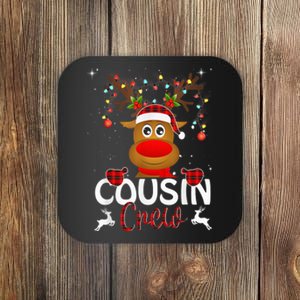 Cousin Crew Christmas Reindeer Santa Hat Matching Pajama Coaster