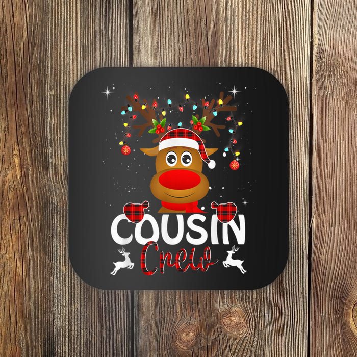 Cousin Crew Christmas Reindeer Santa Hat Matching Pajama Coaster