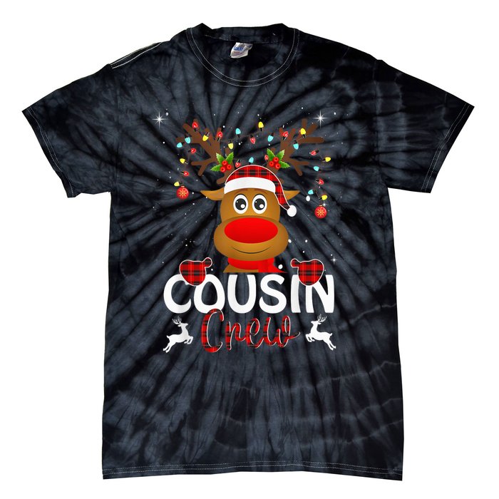 Cousin Crew Christmas Reindeer Santa Hat Matching Pajama Tie-Dye T-Shirt