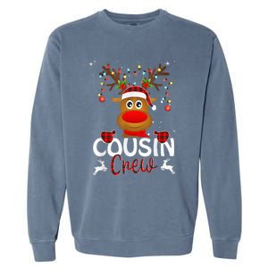 Cousin Crew Christmas Reindeer Santa Hat Matching Pajama Garment-Dyed Sweatshirt