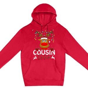 Cousin Crew Christmas Reindeer Santa Hat Matching Pajama Premium Pullover Hoodie