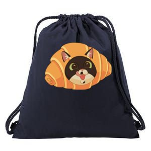 Croissant Cat Drawstring Bag