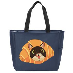 Croissant Cat Zip Tote Bag