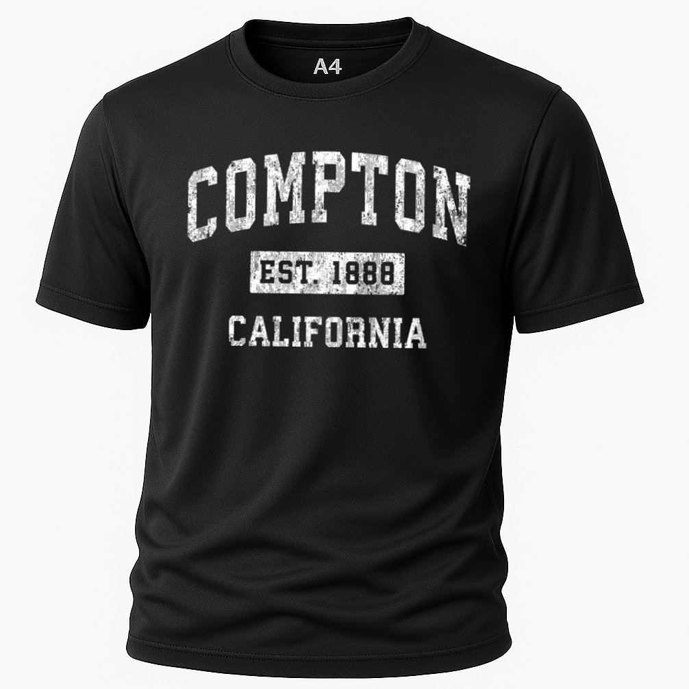 Compton California Ca Vintage Sports Cooling Performance Crew T-Shirt