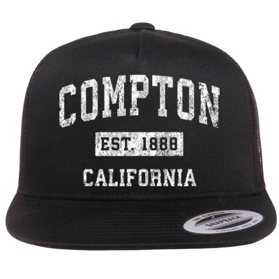 Compton California Ca Vintage Sports Flat Bill Trucker Hat