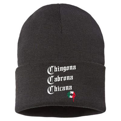 Chingona Cabrona Chicana K.iss Funny Mexican Sustainable Knit Beanie