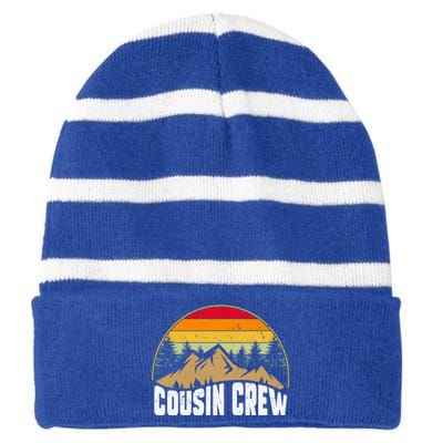 Cousin Camping Crew Road Trip Outdoor Adventure Camping Gift Striped Beanie with Solid Band