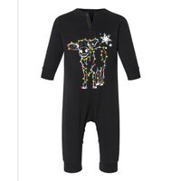 Cute Cow Christmas Lights Snow Lover Family Pajama Gifts Infant Fleece One Piece