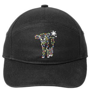 Cute Cow Christmas Lights Snow Lover Family Pajama Gifts 7-Panel Snapback Hat