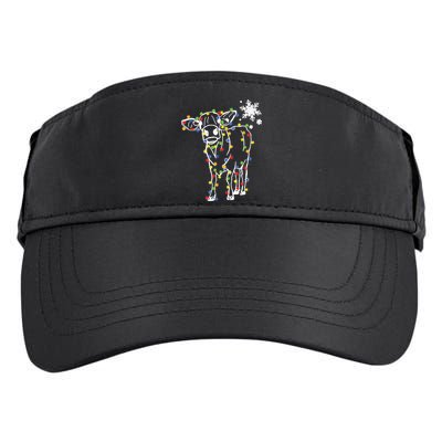 Cute Cow Christmas Lights Snow Lover Family Pajama Gifts Adult Drive Performance Visor