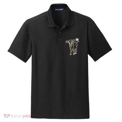 Cute Cow Christmas Lights Snow Lover Family Pajama Gifts Dry Zone Grid Polo