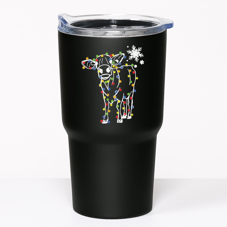 Cute Cow Christmas Lights Snow Lover Family Pajama Gifts Tumbler