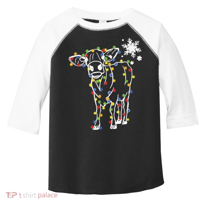Cute Cow Christmas Lights Snow Lover Family Pajama Gifts Toddler Fine Jersey T-Shirt