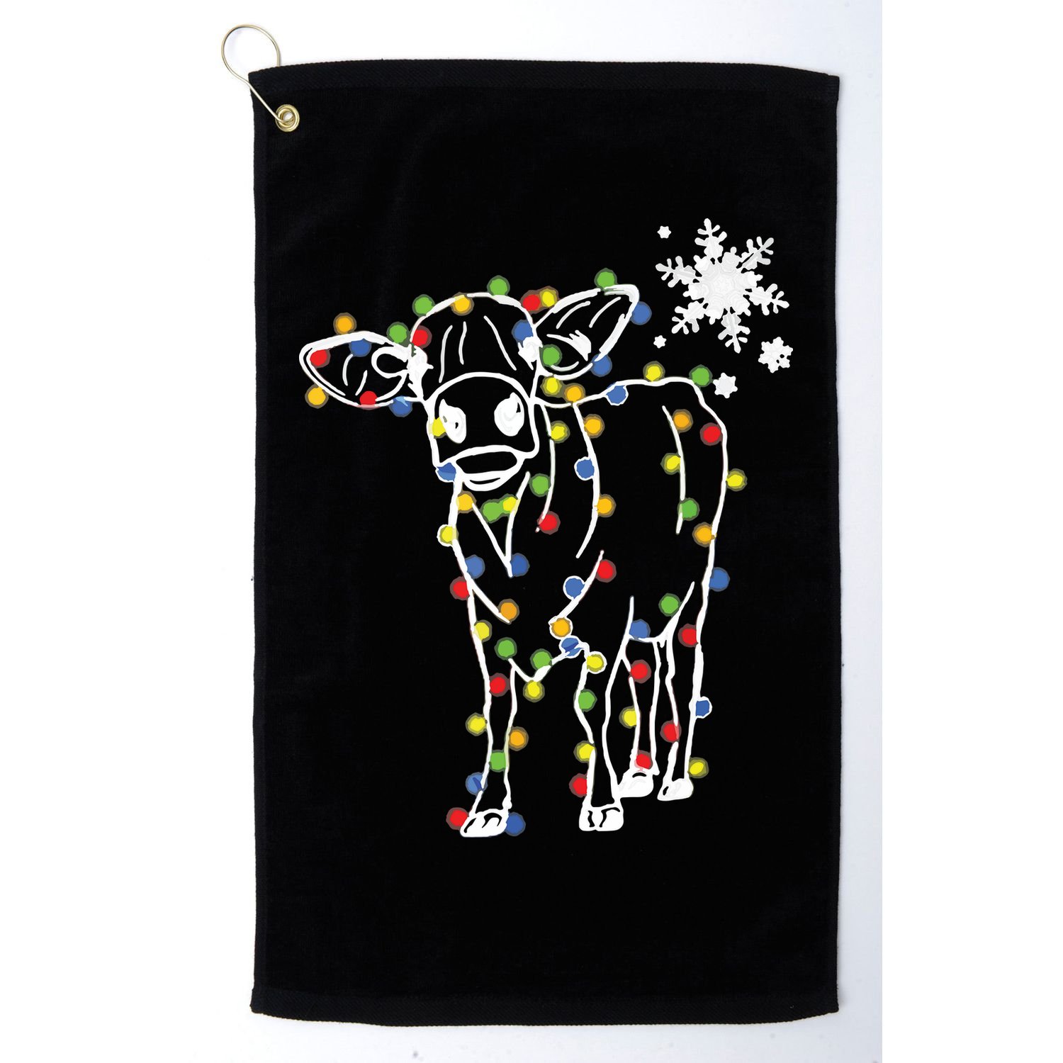 Cute Cow Christmas Lights Snow Lover Family Pajama Gifts Golf Towel