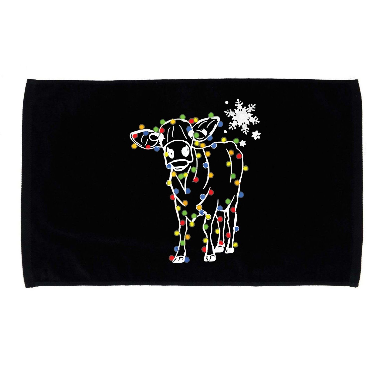 Cute Cow Christmas Lights Snow Lover Family Pajama Gifts Microfiber Hand Towel