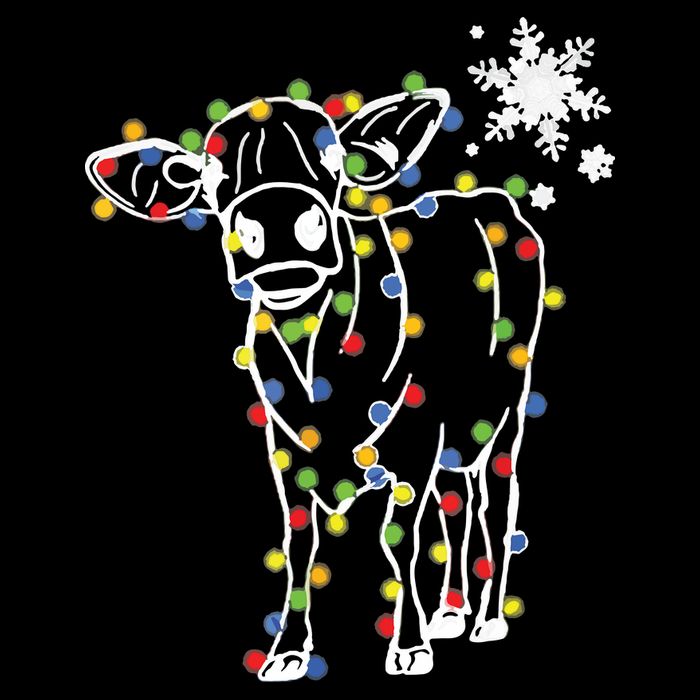 Cute Cow Christmas Lights Snow Lover Family Pajama Gifts Kids Sweatshirt