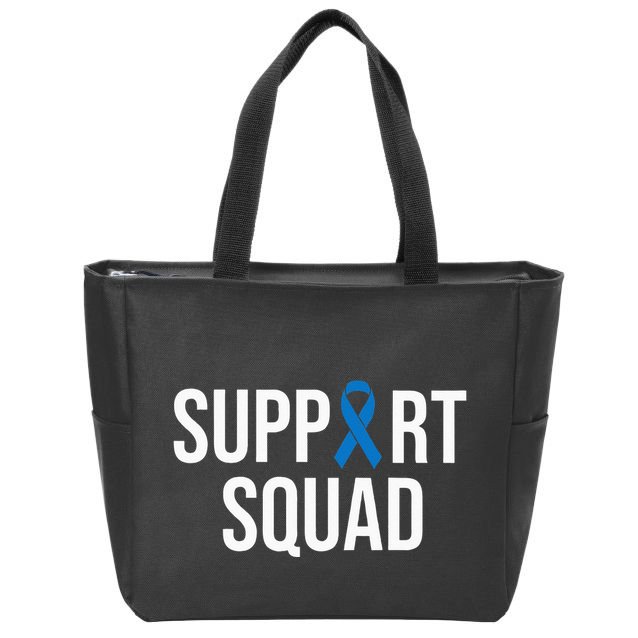 Colorectal Cancer Colon Cancer Blue Ribbon Zip Tote Bag
