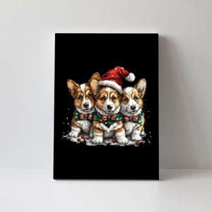 Cute Christmas Corgi Dogs Santa Hat Holiday Puppy Red Green Canvas