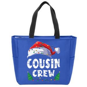 Christmas Cousin Crew Santa Hat Light Family Matching Xmas Gift Zip Tote Bag