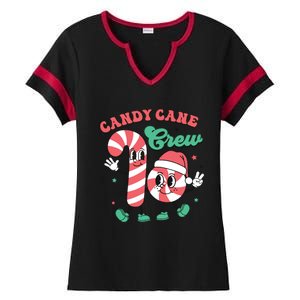 Christmas Candy Cane Crew Cute Matching Family Ladies Halftime Notch Neck Tee